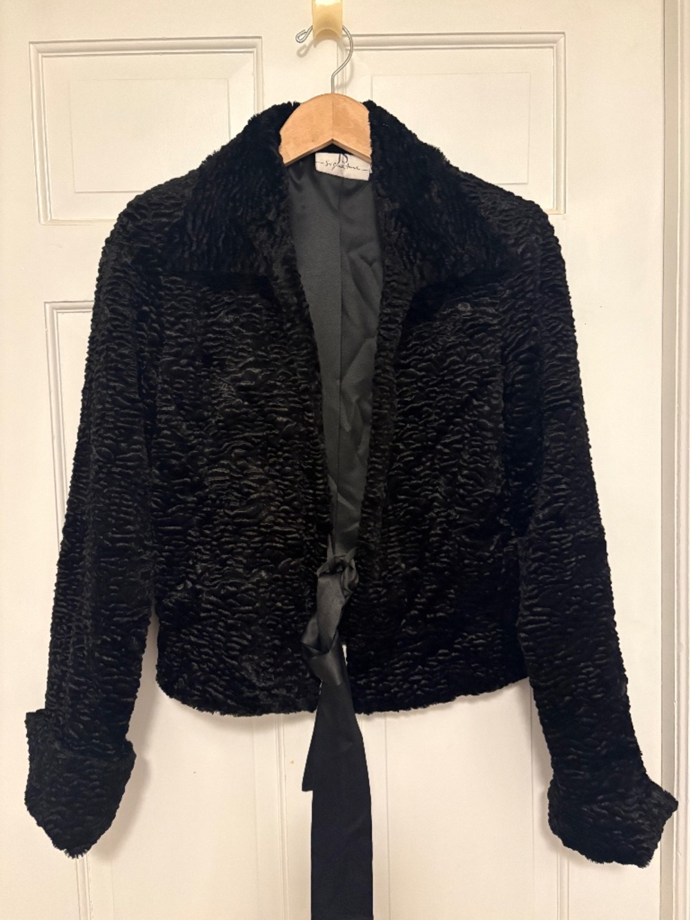 Vintage cropped faux lamb fur jacket